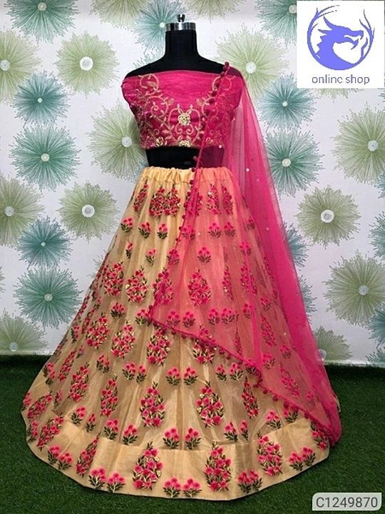 Post image *Catalog Name:* Gorgeous Net Embroidered Lehenga with Solid With Pom Pom Border

*Details:*
Description: It has 1 Piece of Blouse, 1 Piece of Lehenga And 1 Piece Of Dupatta
Fabric; Blouse: Banglori Silk, Lehenga: Net, Dupatta: Net,
Length; Blouse: 15 In, Lehenga: 44 In
Size: Blouse: Bust : 0.80 Mtr, Lehenga: Waist (In Inches): Alter Up To 42 inch  In, Dupatta: 2.10 Mtr
Sleeves: Sleeveless
Type; Blouse: Un-stitched, Lehenga: Semi-stitched, Dupatta: Stitched
Work; Blouse: Embroidered, Lehenga: Flower Embroidered, Dupatta: Solid With Pom Pom Border
Designs: 5

💥 *FREE Shipping* 
💥 *FREE COD* 
💥 *FREE Return &amp; 100% Refund* 
🚚 *Delivery*: Within 7 days

Price 1650