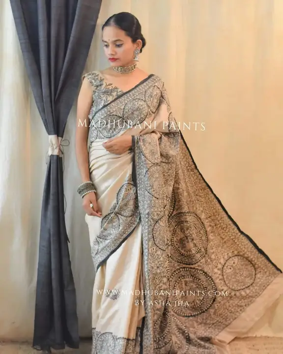 Post image Hey! Checkout my new product called
New tassar ghiccha madhubani painting saree .