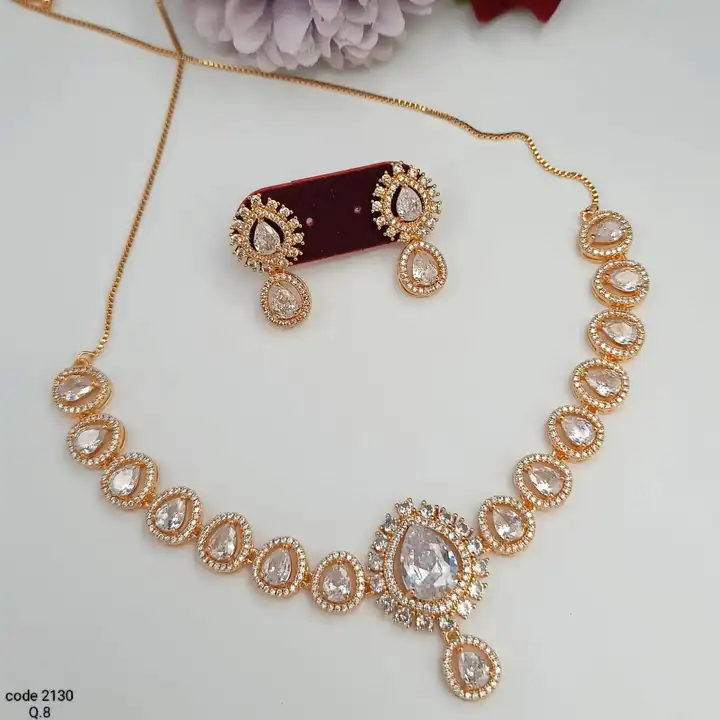 New arrival primium qwelity American dimond necklace set  uploaded by Ms creation on 4/14/2023