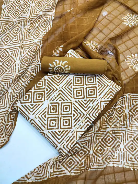 *Wax Batik Hand Block Printed Unstitched Dress Material Suits 👗*

*Good Quality Cotton 40×60 Fabric uploaded by business on 4/15/2023
