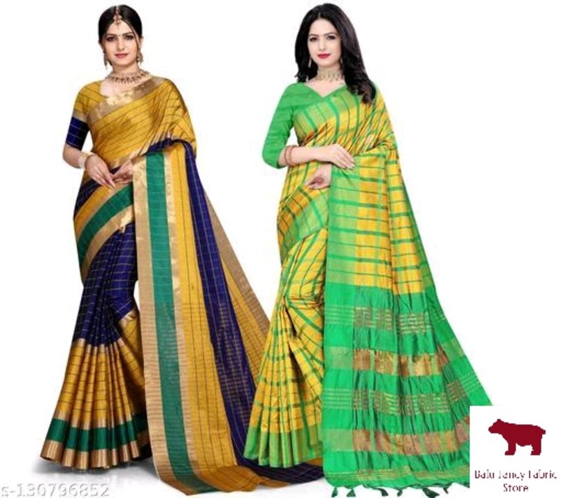Fancy soft new arrival daily wear cotton silk saree 2 pc combo saree
Name: Fancy soft new arrival da uploaded by Balu fancy fabric store on 4/15/2023