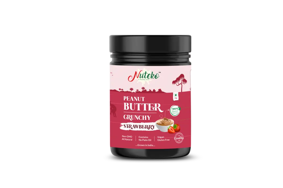 Peanut Butter Strawberry Crunchy 1KG | 100% Roasted Peanuts | 28 g Protein | No Refined Sugar | uploaded by NUTEKO HEALTH FOOD on 4/15/2023