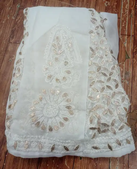 *lcf presents* 💐💐
     
       Only  white 

sharara chiffon with gota patti work 

 free size wit uploaded by Lcf crafts (lucknow Chikan factory) on 4/15/2023
