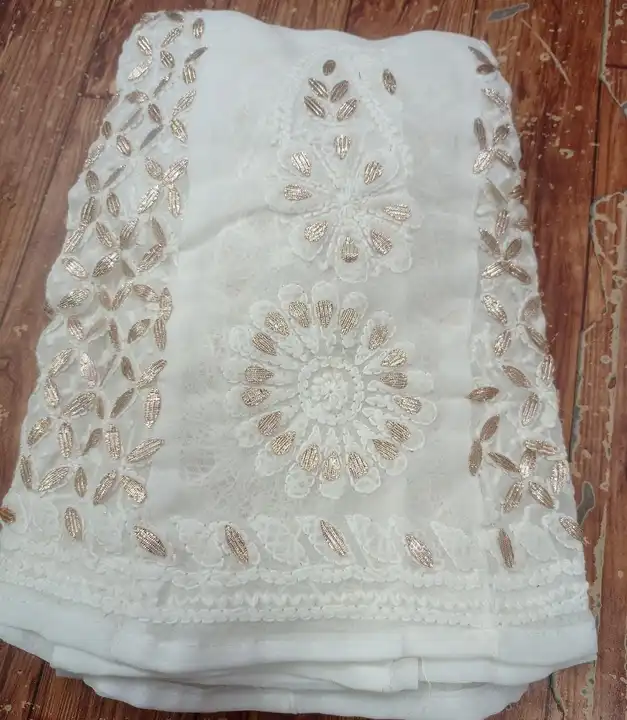 *lcf presents* 💐💐
     
       Only  white 

sharara chiffon with gota patti work 

 free size wit uploaded by Lcf crafts (lucknow Chikan factory) on 4/15/2023
