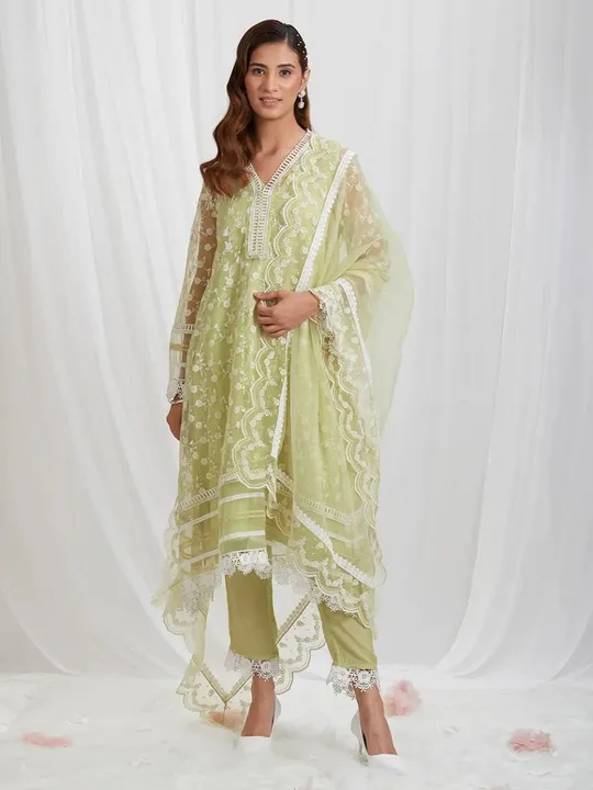 Looking for this same colour beautiful Designer Suit On havy Organza silk uploaded by Fatema Fashion on 4/15/2023