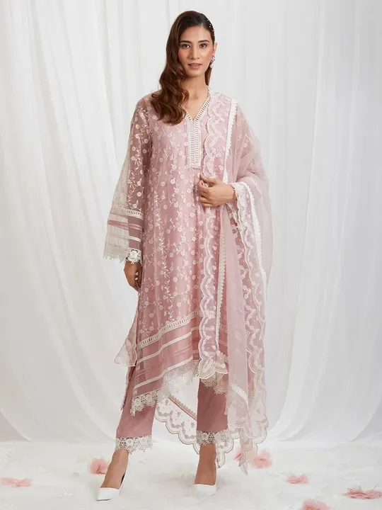 Looking for this same colour beautiful Designer Suit On havy Organza silk uploaded by Fatema Fashion on 4/15/2023