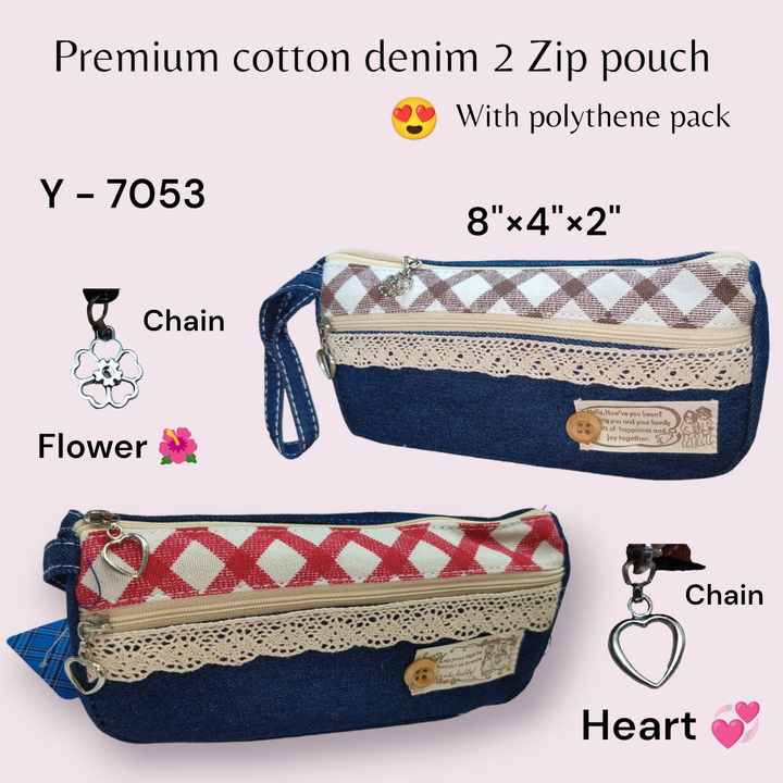 Premium cotton denim double Zip Pouch uploaded by Sha kantilal jayantilal on 4/15/2023