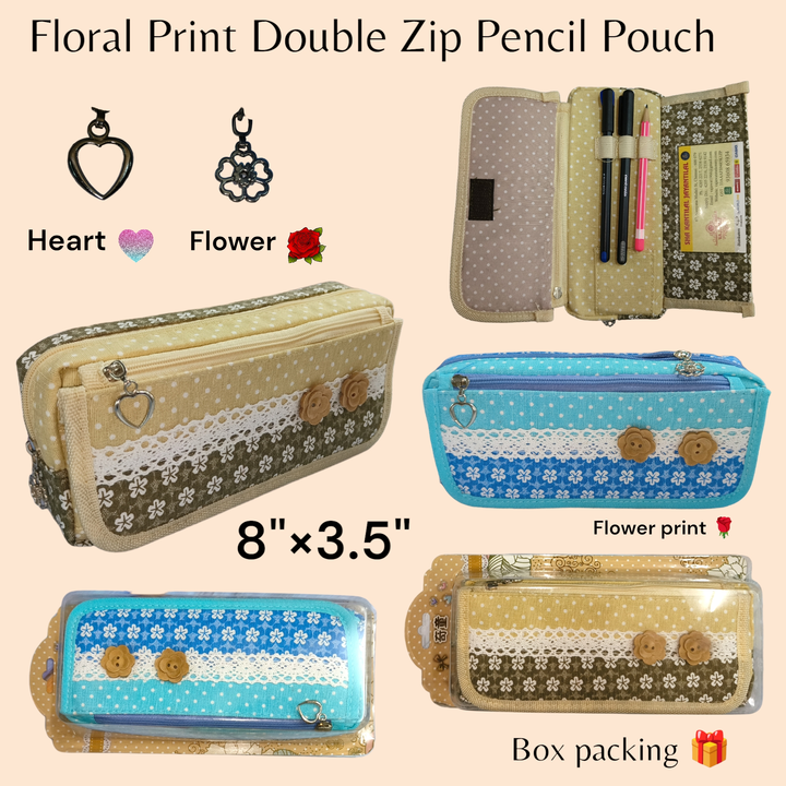 Premium Quality Floral Print Double Zip Pouch 🍓 uploaded by Sha kantilal jayantilal on 4/15/2023