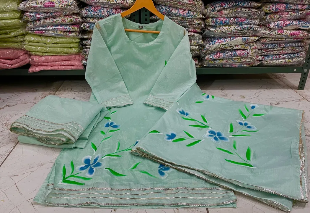 Chanderi kurta set with sharara and dupatta  uploaded by Unique Creation on 4/15/2023