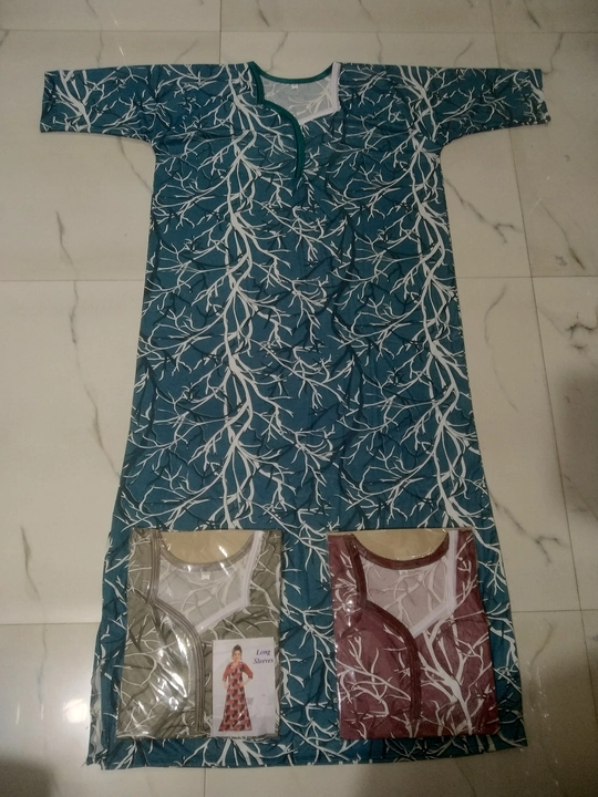 Sarina 1 pcs pattern with long sleeve nighty  uploaded by MANISHA GARMENTS on 4/15/2023