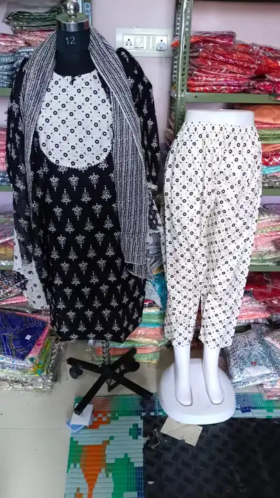Jaipuri print cotton kurti pant with dupatta set uploaded by Jaipuri Fashion World  on 4/15/2023