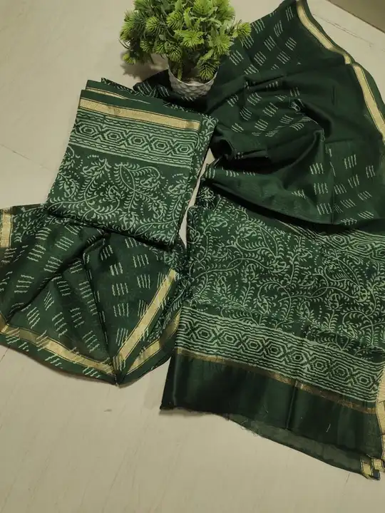 Handblock fancy self print chanderi dress material  uploaded by Chanderi ethnic world on 4/15/2023