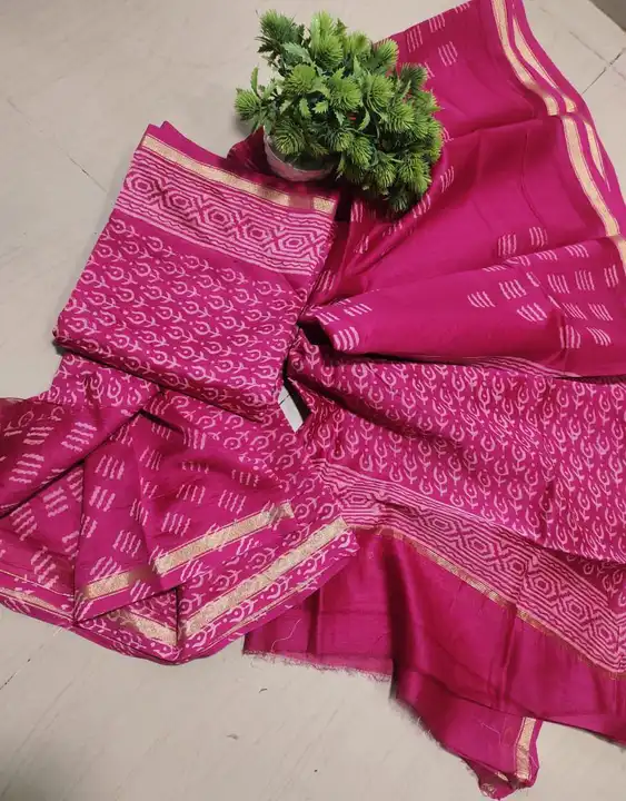 Handblock fancy self print chanderi dress material  uploaded by Chanderi ethnic world on 4/15/2023