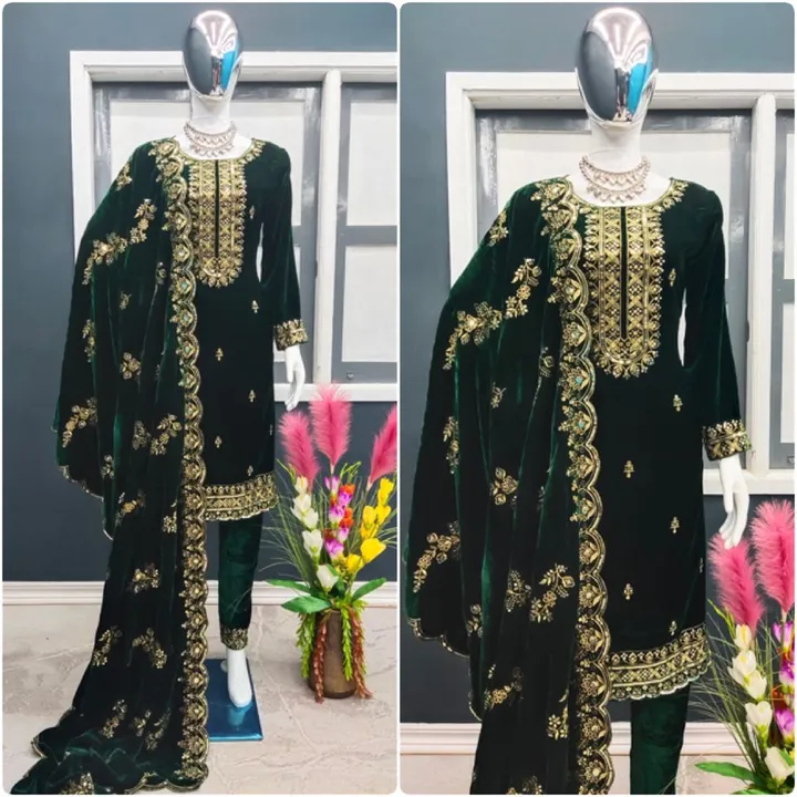 New Embroidery Velvet dress 👗 uploaded by Fatema Fashion on 4/15/2023