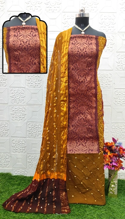 GANGOTRI Pure Cotton Bandhni Dress Materail uploaded by Fatema Fashion on 4/15/2023