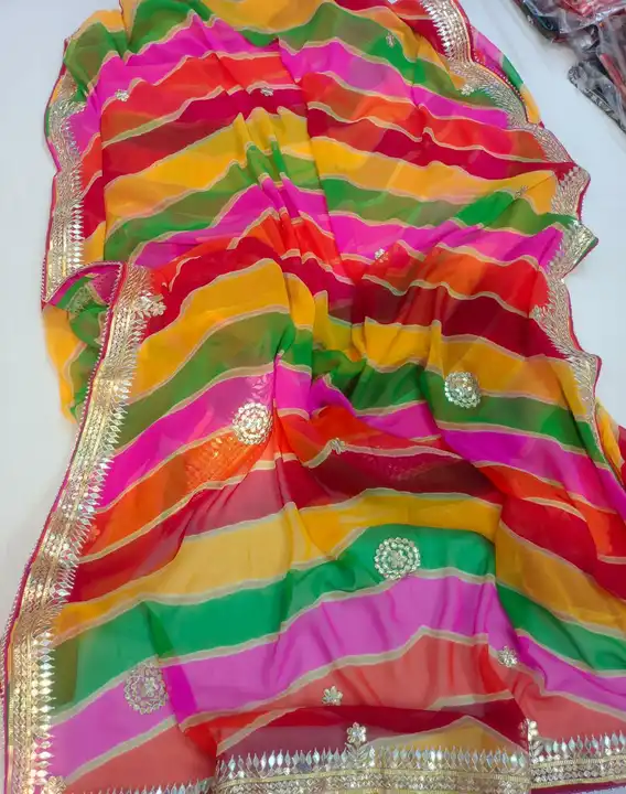 😍😍 *Beautiful Traditional jaipuri color full Lahriya*😍😍

*Fabric jorjett C*C beautiful colour  uploaded by Gotapatti manufacturer on 4/15/2023