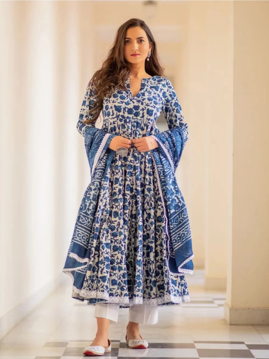 Blue dupatta set only bulk stock available contact.  uploaded by business on 4/16/2023