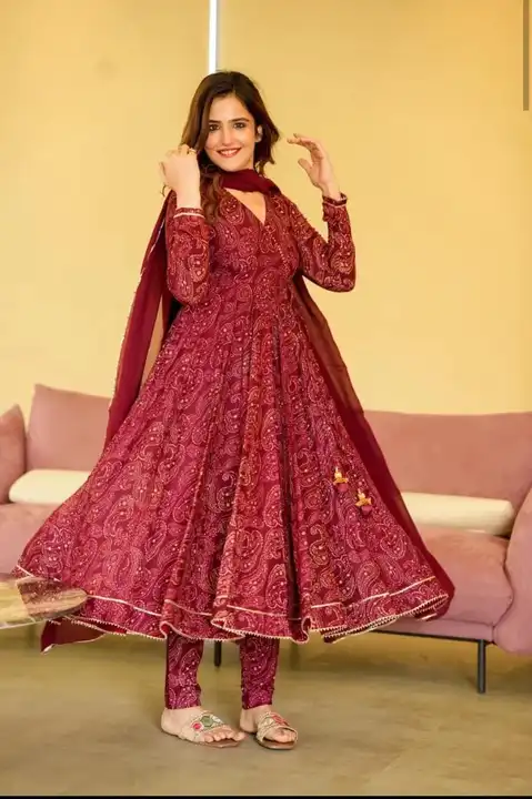 Anarkali Gown pant dupatta set  uploaded by Chirag Enterprises on 4/16/2023