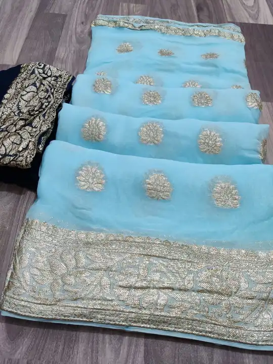 Georgette zari weaving saree  uploaded by business on 4/16/2023