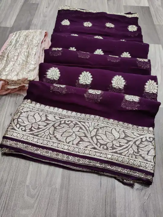 Georgette zari weaving saree  uploaded by Mayra creations on 4/16/2023
