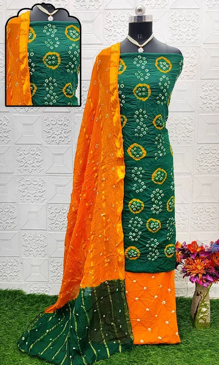 RIDDHIMA Pure Cotton Bandhni Dress Materail uploaded by Fatema Fashion on 4/16/2023