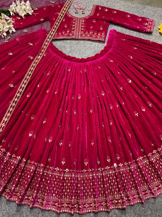 2 Colour Party wear Velvet Lehenga Choli uploaded by ShubhMangal Silk Mills on 4/16/2023