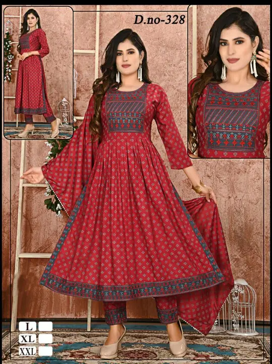 Fully embroidery nayra cut kurti pant dupatta  uploaded by Evergreen on 4/16/2023