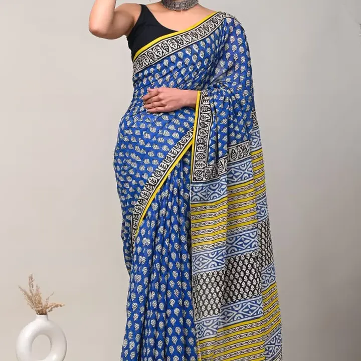 Hand block saree my contact number uploaded by business on 4/16/2023