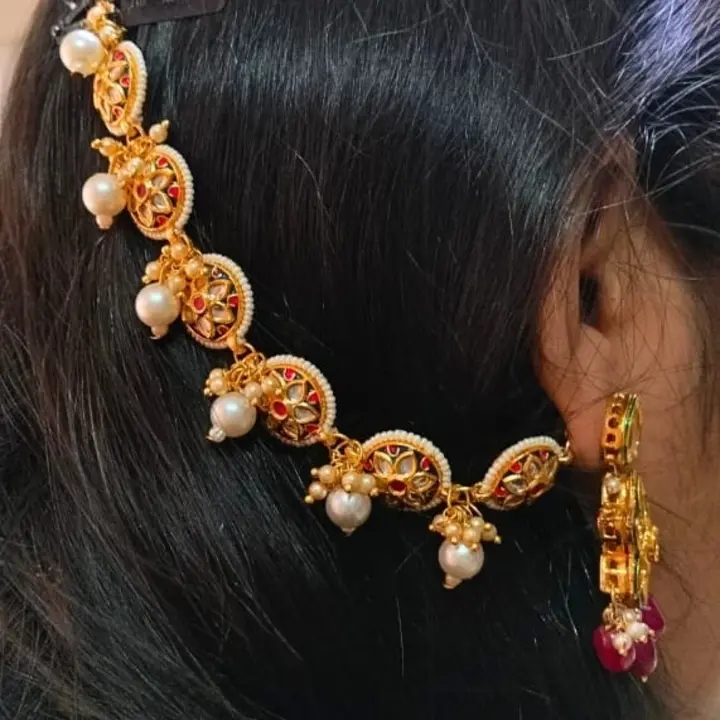 Kundan Ear side chain uploaded by Dharnna creation on 4/16/2023