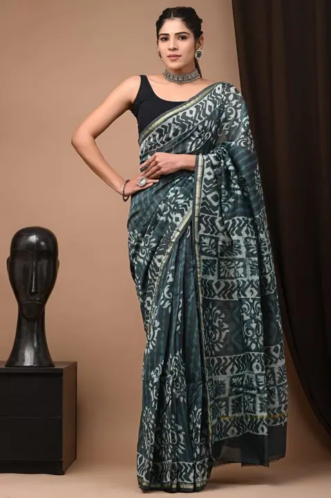 Handblock printed bagru pure Chanderi sarees with blouse piece.
Size 
5.5meter saree
1meter blouse
 uploaded by Print Factory Bagru on 4/16/2023