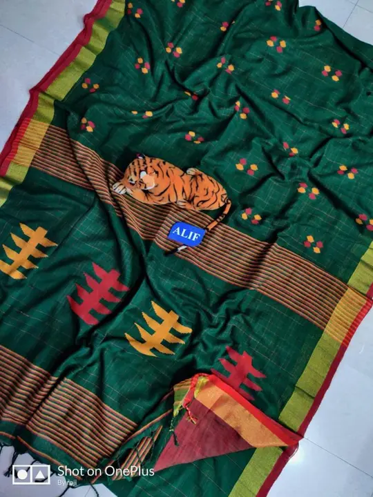 Handloom khadi cotton saree  with blouse pieces  uploaded by Sujata saree cantre on 4/16/2023