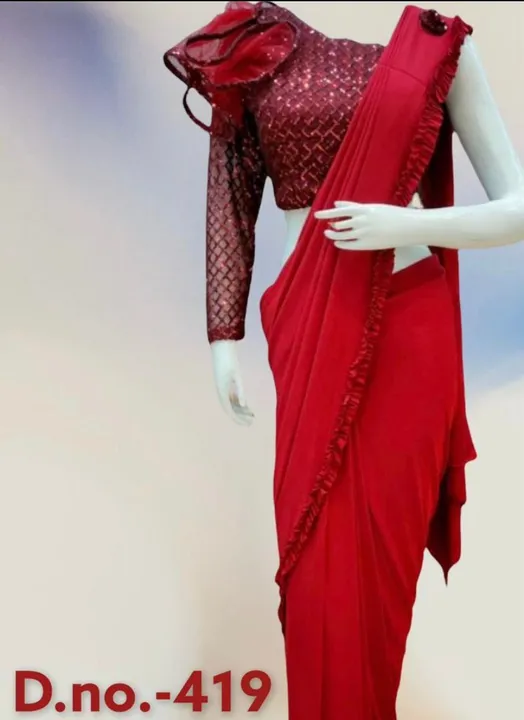 Ready to wear Saree with puff baju one side sleeves uploaded by Pehnawa Creation on 4/16/2023