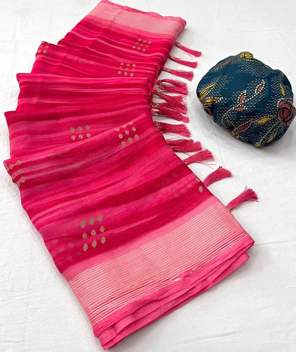 

SAREE - SOFT FAUX MOSS CHIFFON
[ light weight fabric and zari weaving viscose border and beautiful uploaded by Maa Arbuda saree on 4/16/2023