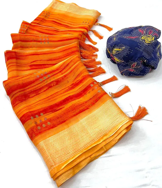 

SAREE - SOFT FAUX MOSS CHIFFON
[ light weight fabric and zari weaving viscose border and beautiful uploaded by Maa Arbuda saree on 4/16/2023