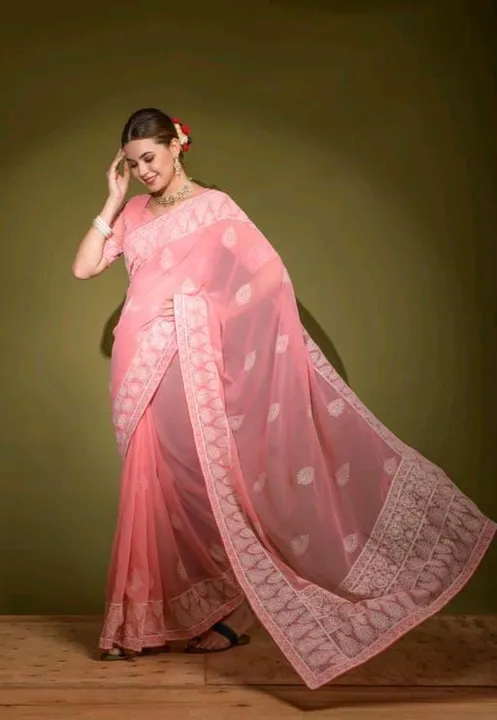 🔊For this summer,  launch a new designer luknowi work saree collection...

*👇 PRODUCT DETAILS 👇*
 uploaded by business on 4/16/2023