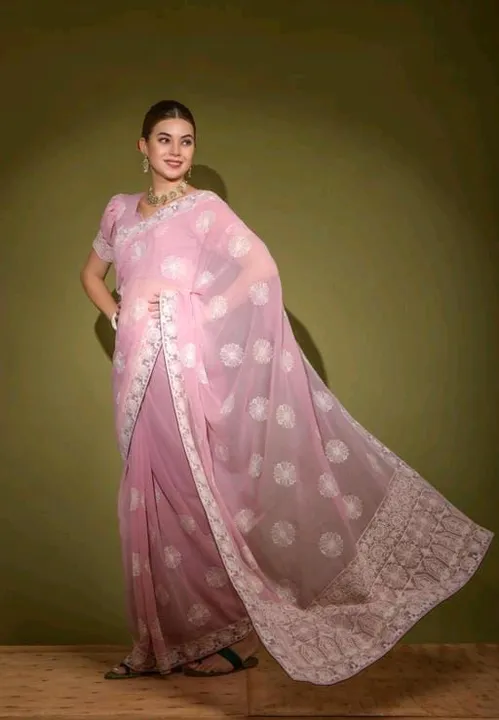 🔊For this summer,  launch a new designer luknowi work saree collection...

*👇 PRODUCT DETAILS 👇*
 uploaded by Maa Arbuda saree on 4/16/2023