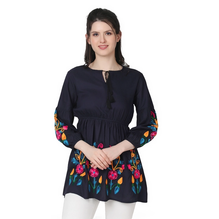 Women blue embroidery top uploaded by Pathak enterprises on 5/29/2024