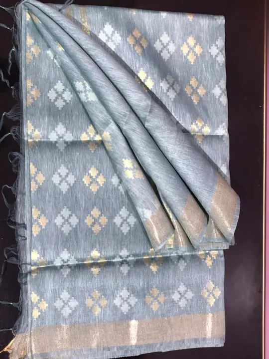 Silk linen sarees uploaded by Indiano Creation on 4/16/2023
