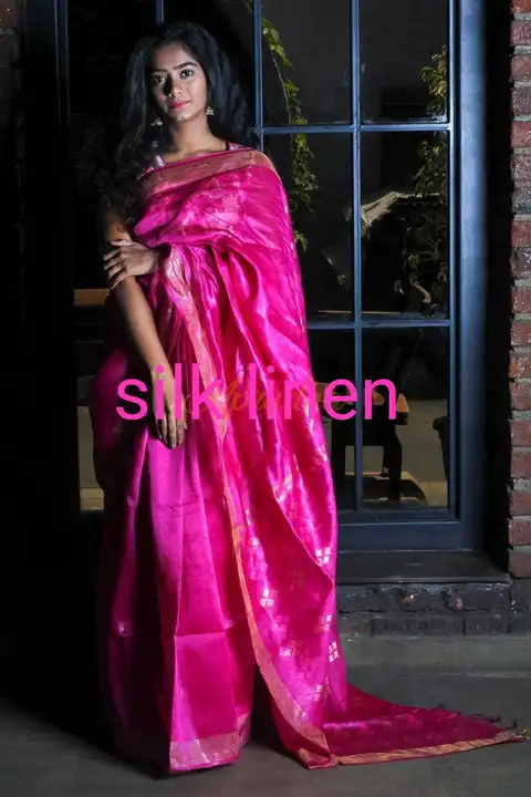Silk linen saree uploaded by WeaveMe India on 4/16/2023