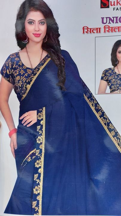 Vichitra fabric with ready-made blouse uploaded by Blossom sarees on 3/5/2021