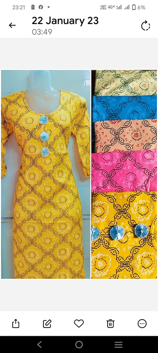 Printed rayon16 k.g 
Full guarantee 
Rate :85/_
Size : L,xl uploaded by Ridhi Sidhi Creation on 4/16/2023