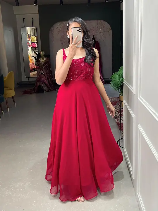 Red colour solid gowns  uploaded by Fatema Fashion on 4/16/2023