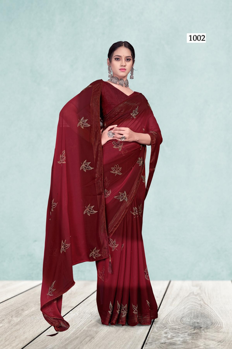 Fancy zari print saree with jaquard blouse uploaded by N k sarees on 4/16/2023