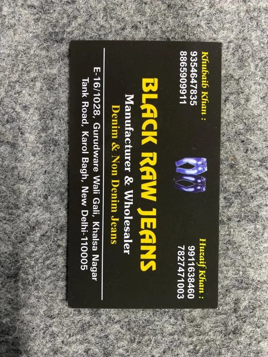 Visiting card store images of Black Raw Jeans
