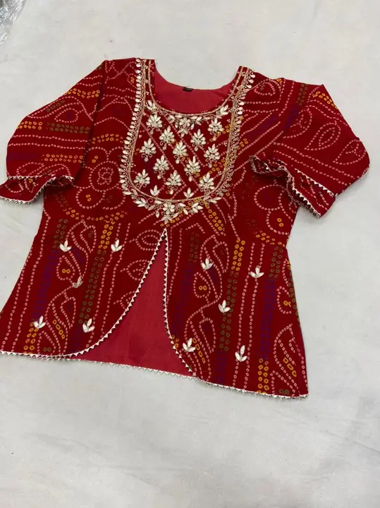 New launch designer puplum 
Handwork on neck 
Fabric pure c by c Favric
Hand drill 
Hand Side butta  uploaded by Gotapatti manufacturer on 4/16/2023