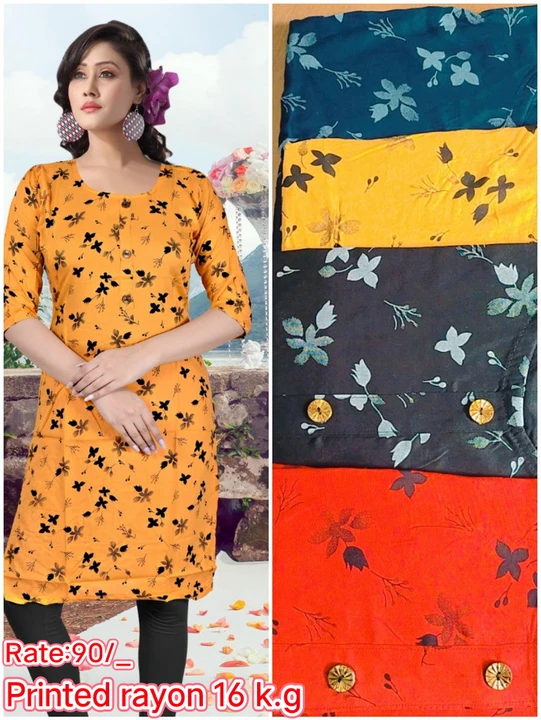 Printed rayon16 k.g 
Full guarantee 
Rate :85/_
Size : L,xl uploaded by Ridhi Sidhi Creation 9512733183 on 4/17/2023
