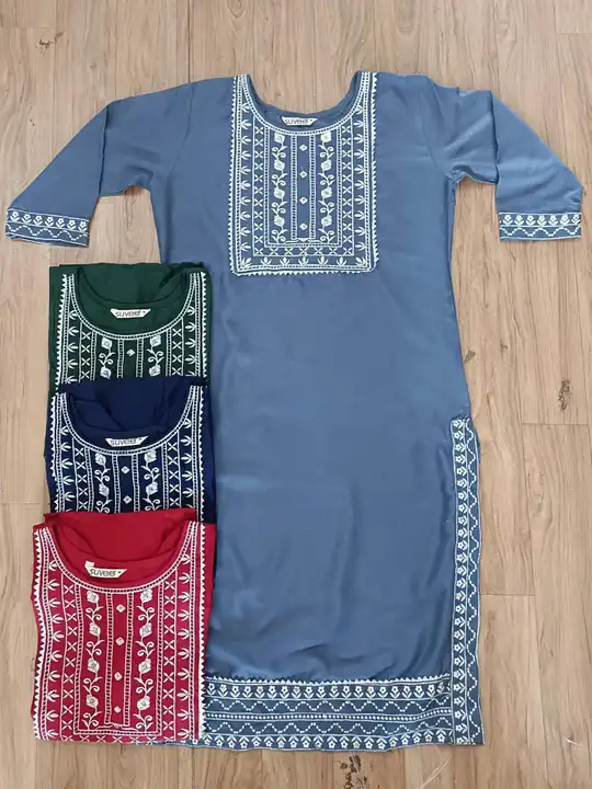 Post image Rayon Heavy Embroidery Kurti with stone work and lace
Size - L, XL ,XXL