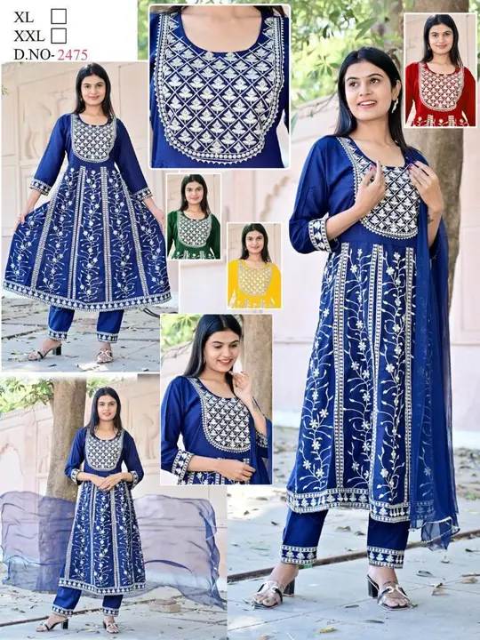 Heavy embroidery kurti pant dupatta  uploaded by Evergreen on 4/17/2023