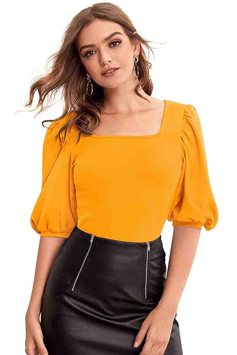 Women's Square Neckline Half Puff Sleeve Regular Top  uploaded by Tfunny Fashion on 4/17/2023