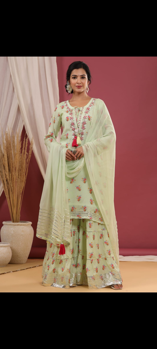 Embroidered kurta sharara and dupatta set  uploaded by Aleexa Outlet on 4/17/2023